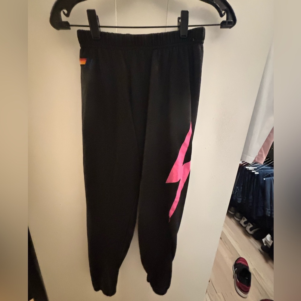 Size extra small aviator nation, charcoal, gray, hot pink sweatpants